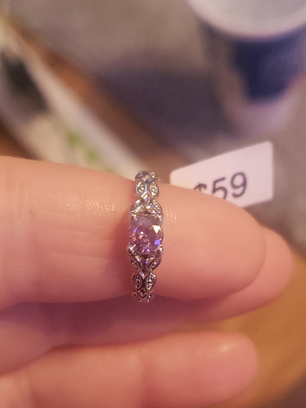 Vintage-Inspired Purple Stone Silver Ring